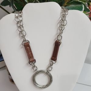 NWT COOKIE LEE necklace leather embellishment Rare